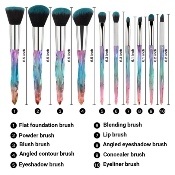MYSTIC Topaz 10-piece Vegan Makeup Brush Set - Picture 8 of 9